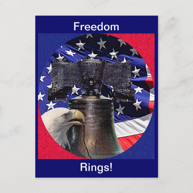 American Bald Eagle, Bell and Flag Postcard (Front)