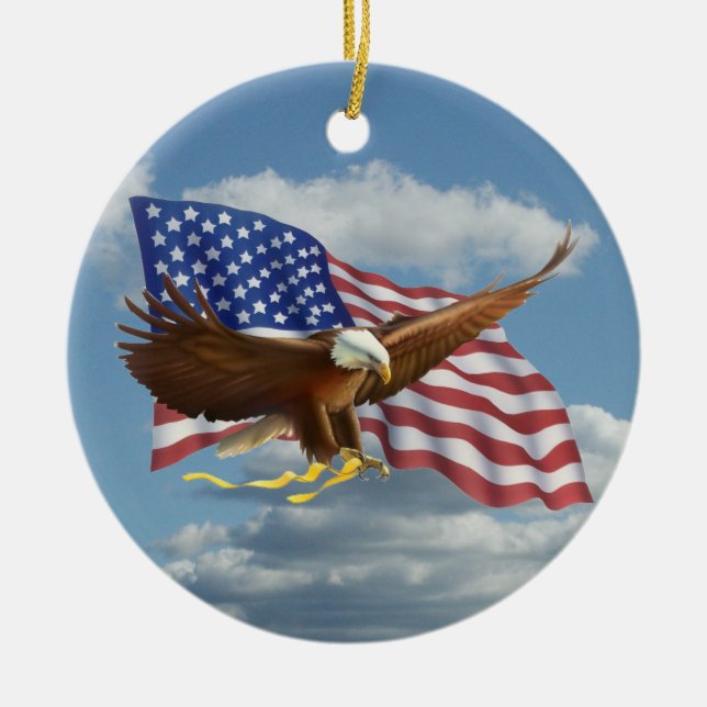 American Bald Eagle Ceramic Tree Decoration (Front)