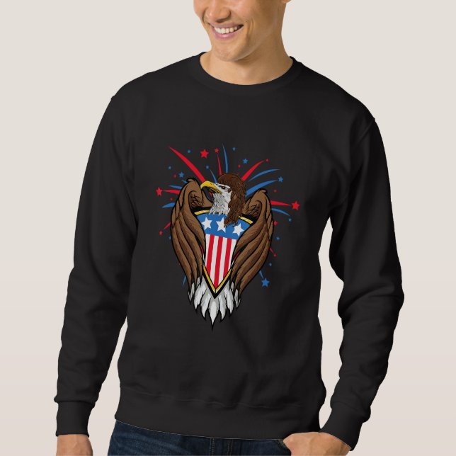 American Bald Eagle Curly Mullet 4th Of July Sweatshirt (Front)
