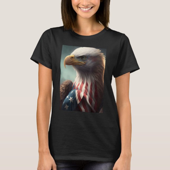 American Bald Eagle Eyes Flag Country 10 T-Shirt (Front)