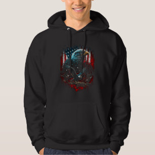 American Bald Eagle Eyes Flag Country 4 Hoodie