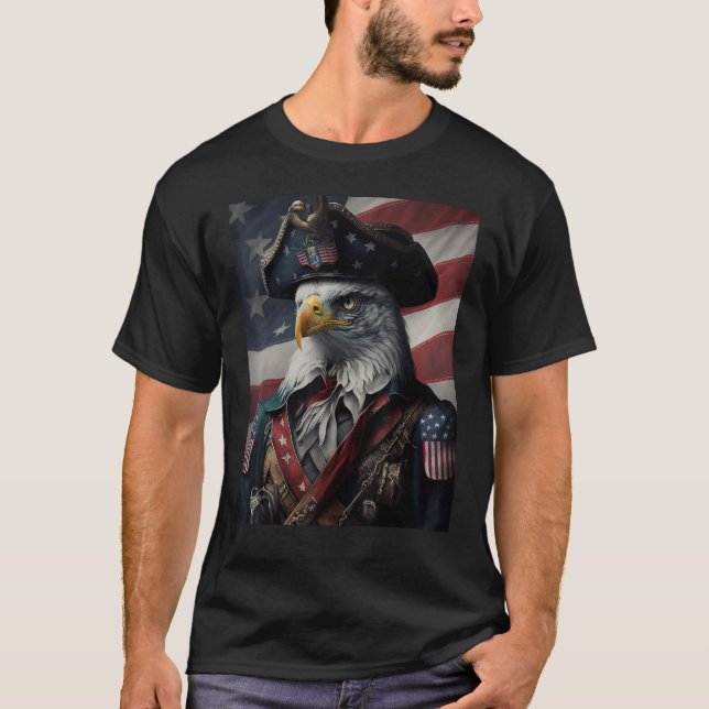 American Bald Eagle Eyes Flag Country 7 T-Shirt (Front)