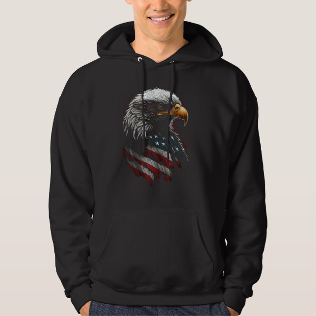 American Bald Eagle Eyes Flag Country 9 Hoodie (Front)