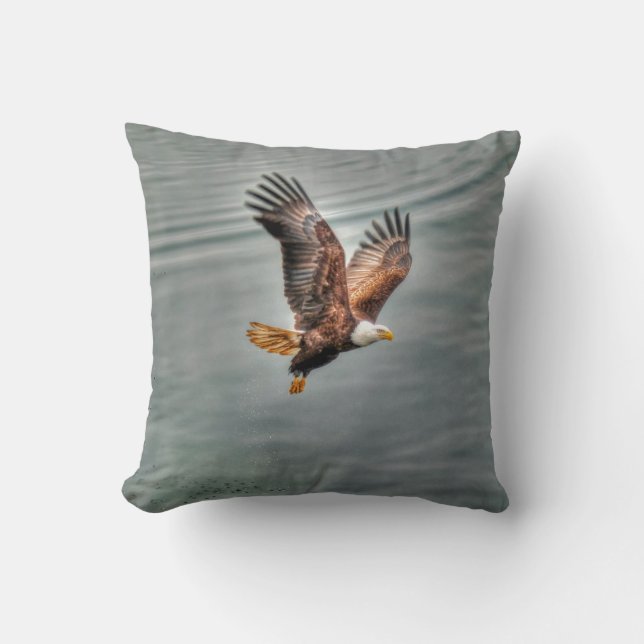 American Bald Eagle Flying Over Ocean Cushion (Front)
