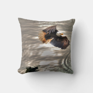 American Bald Eagle Flying Over Ocean Cushion