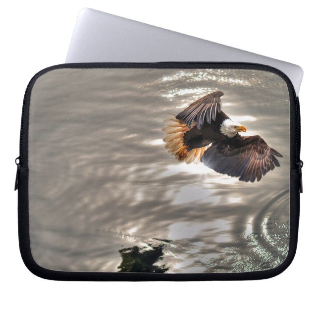 American Bald Eagle Flying Over Ocean Laptop Sleeve (Front)