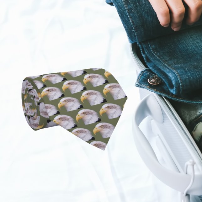 American Bald Eagle Head Pattern Tie (In Situ (Rolled))