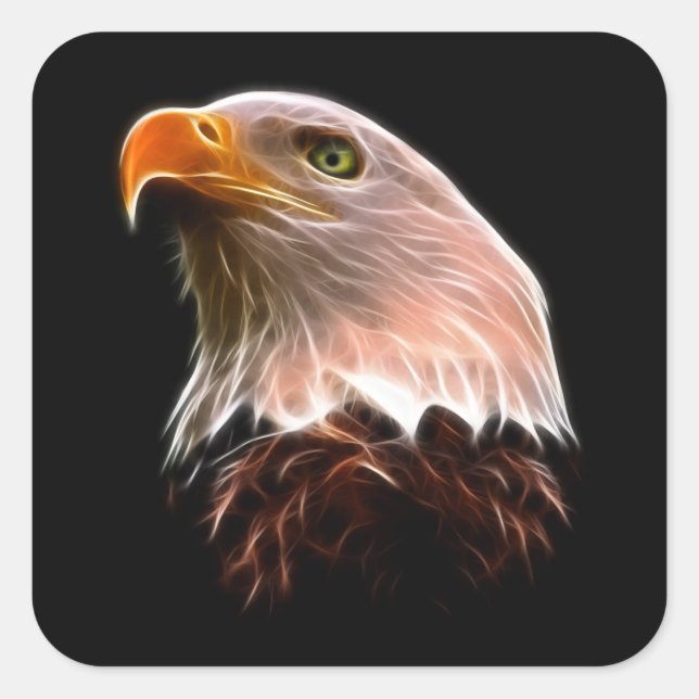 American Bald Eagle Head Square Sticker (Front)