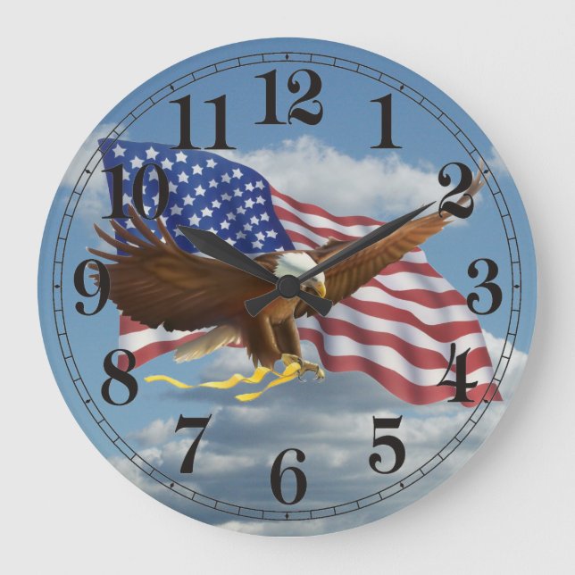 American Bald Eagle Large Clock (Front)