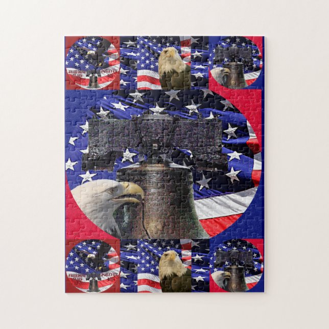 American Bald Eagle, Liberty Bell and Flag Puzzle (Vertical)