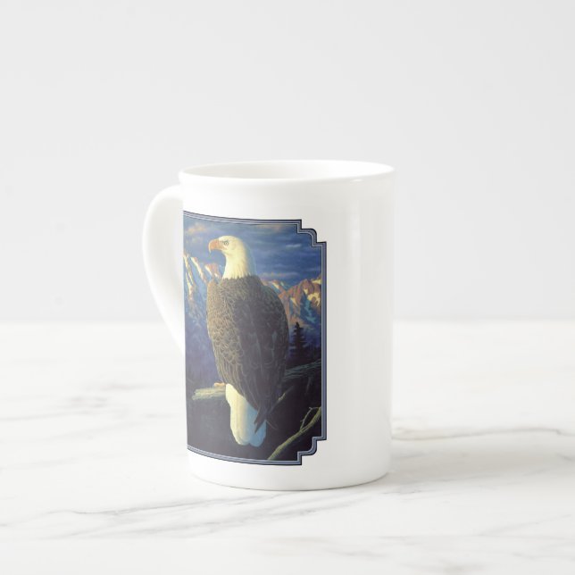 American Bald Eagle Mountain Sunrise Bone China Mug (Front Left)
