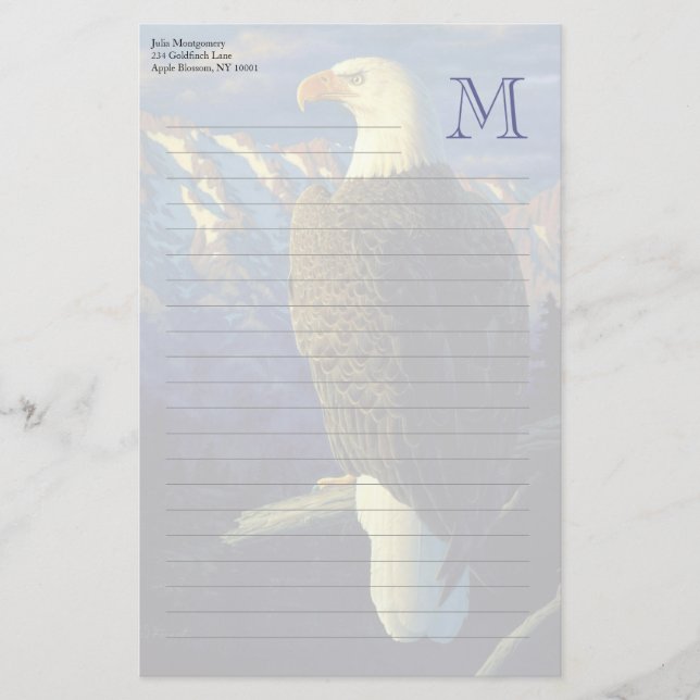 American Bald Eagle Mountain Sunrise Stationery (Front)