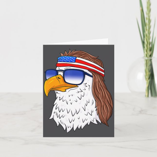 American Bald Eagle Mullet 4th Of July Funny Usa  Card (Front)