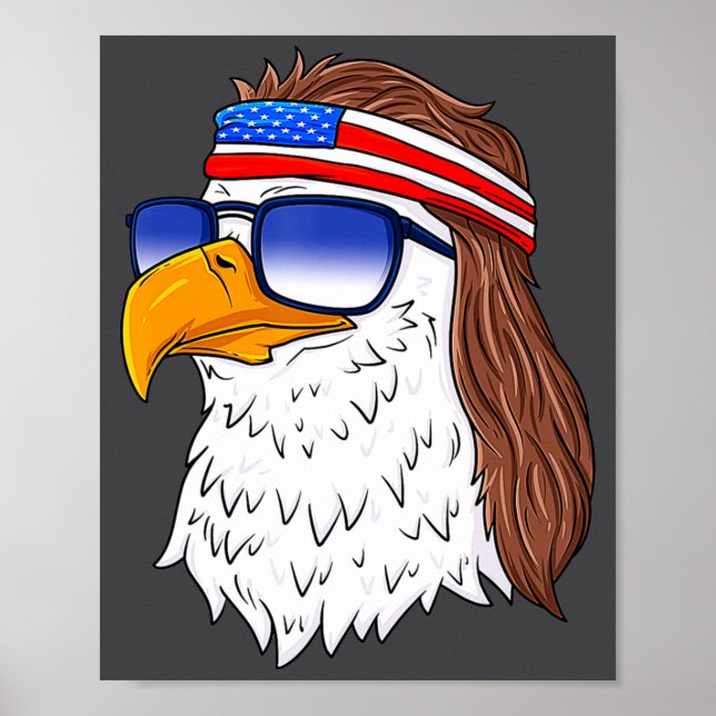 American Bald Eagle Mullet 4th Of July Funny Usa  Poster (Front)