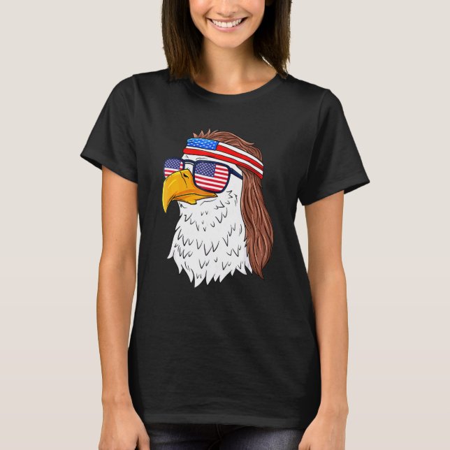 American Bald Eagle Mullet 4th Of July Usa Patriot T-Shirt (Front)