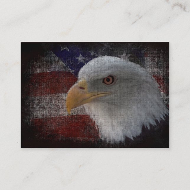 American Bald Eagle on Flag Business Card (Front)