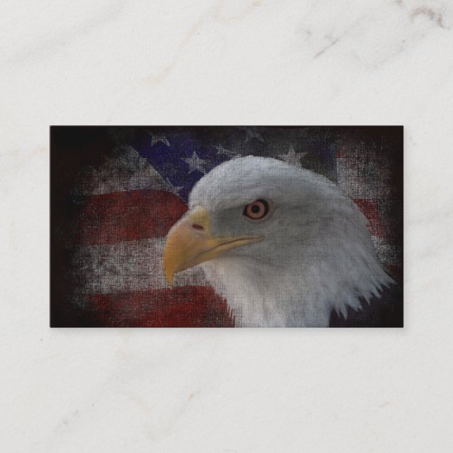American Bald Eagle on Flag Business Card (Front)