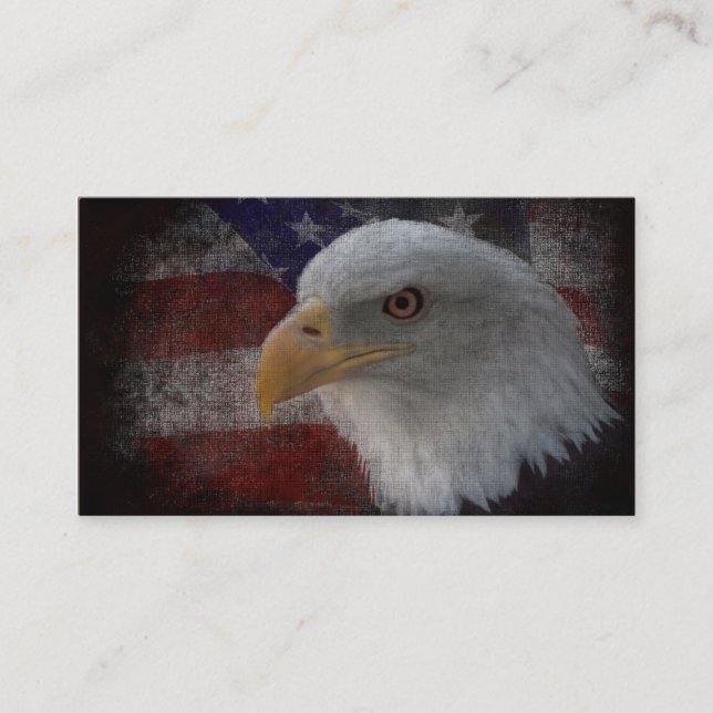 American Bald Eagle on Flag Business Card (Front)