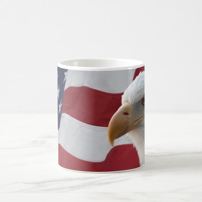 American Bald Eagle on Flag Coffee Mug (Center)
