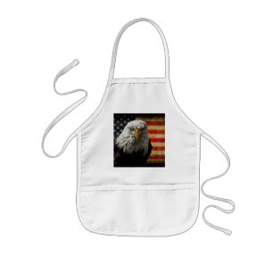 American Bald Eagle on Grunge Flag Kids Apron