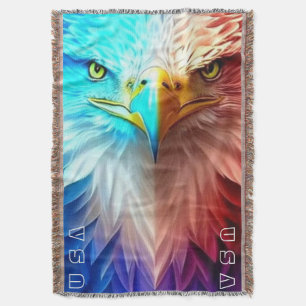 American Bald Eagle Patriotic Personalised Throw Blanket