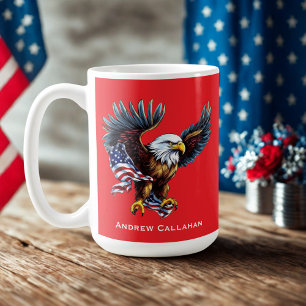 American Bald Eagle Patriotic USA Flag 4 of July Coffee Mug