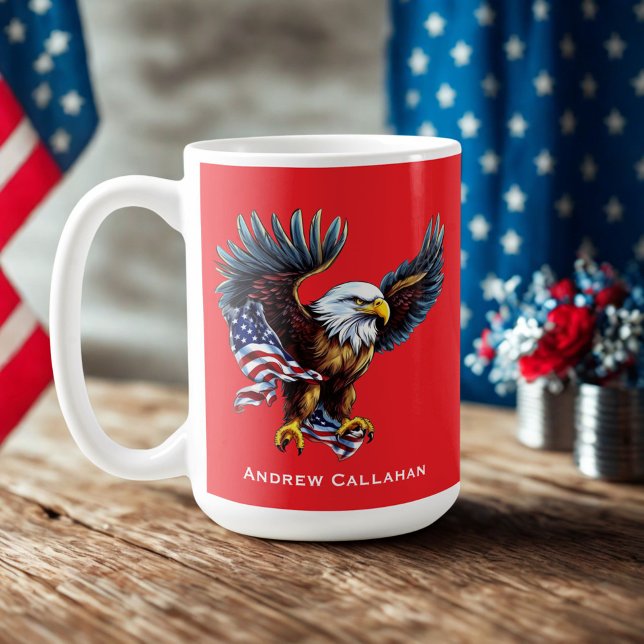 American Bald Eagle Patriotic USA Flag 4 of July Coffee Mug (Creator Uploaded)