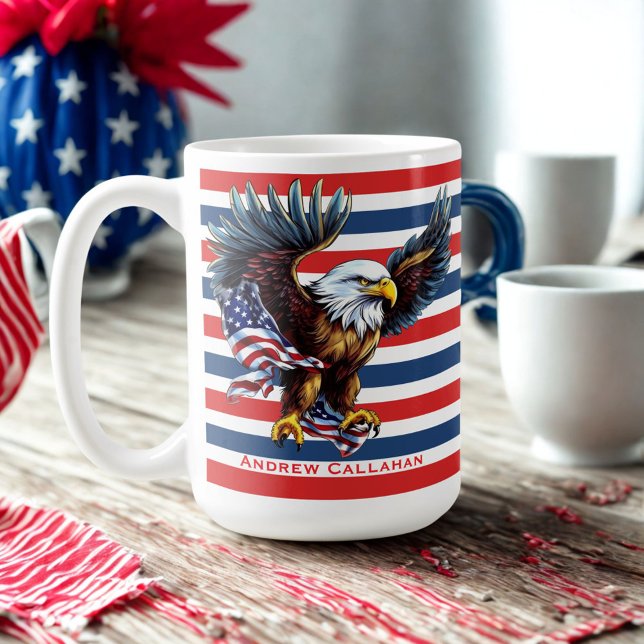 American Bald Eagle Patriotic USA Flag 4 of July Coffee Mug (Creator Uploaded)