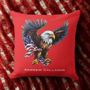 American Bald Eagle Patriotic USA Flag 4 of July Cushion