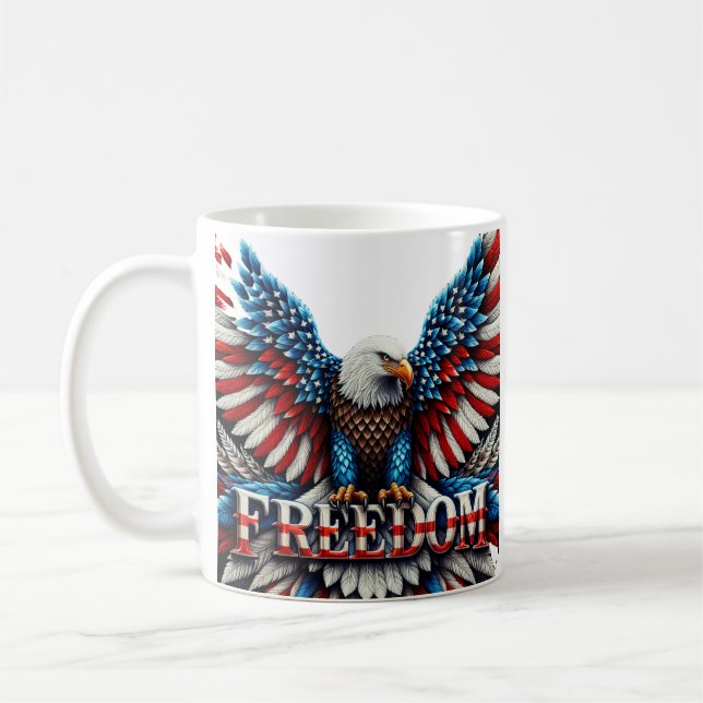 American Bald Eagle Patriotic USA Flag Freedom Coffee Mug (Left)