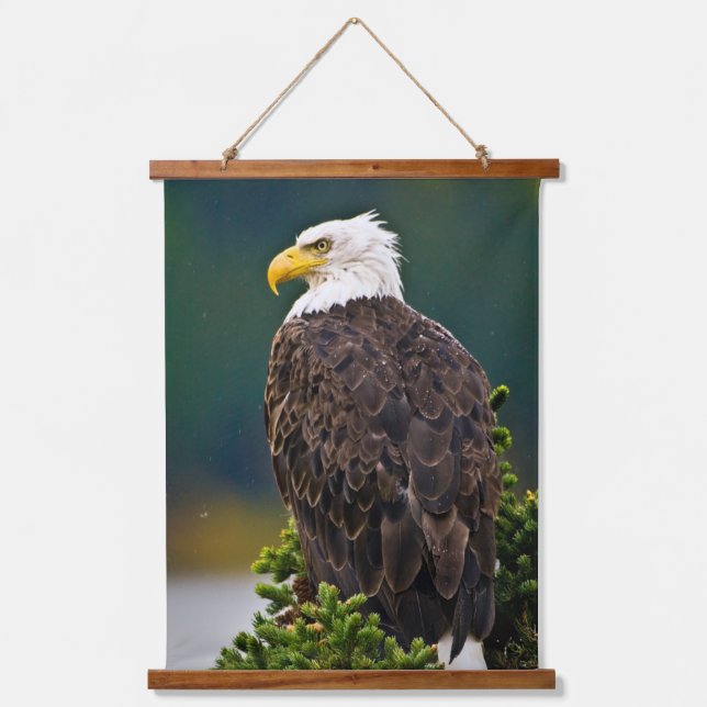 American Bald Eagle Perched Hanging Tapestry (Front)