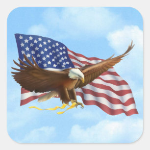 American Bald Eagle Square Sticker