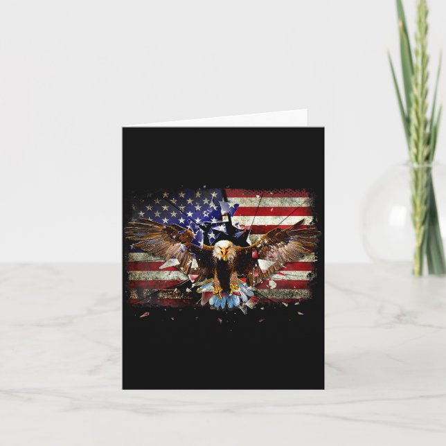American Bald Eagle Usa Flag Patriotic Eagle 4th O Card (Front)