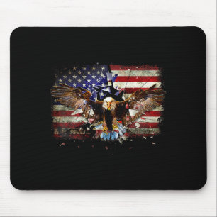 American Bald Eagle Usa Flag Patriotic Eagle 4th O Mouse Pad