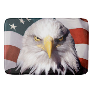 American Bald Eagle with Flag Bath Mat