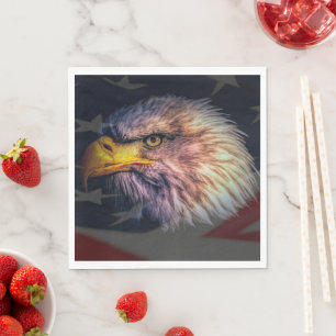 American Bald Eagle With Flag Napkin