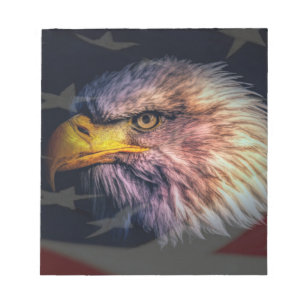 American Bald Eagle With Flag Notepad