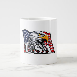 American Bald Eagle with USA Flag – Patriotic USA  Large Coffee Mug