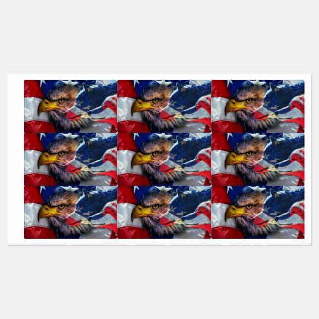 American Bald Eagle Wolf Flag Patriotic (Sheet)