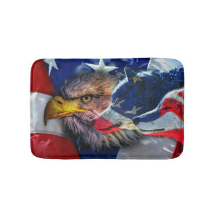 American Bald Eagle Wolf Flag Patriotic Bath Mat