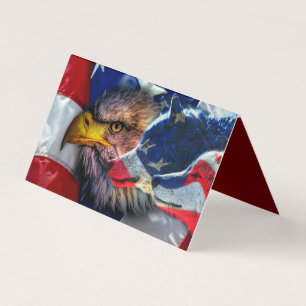 American Bald Eagle Wolf Flag Patriotic Business Card