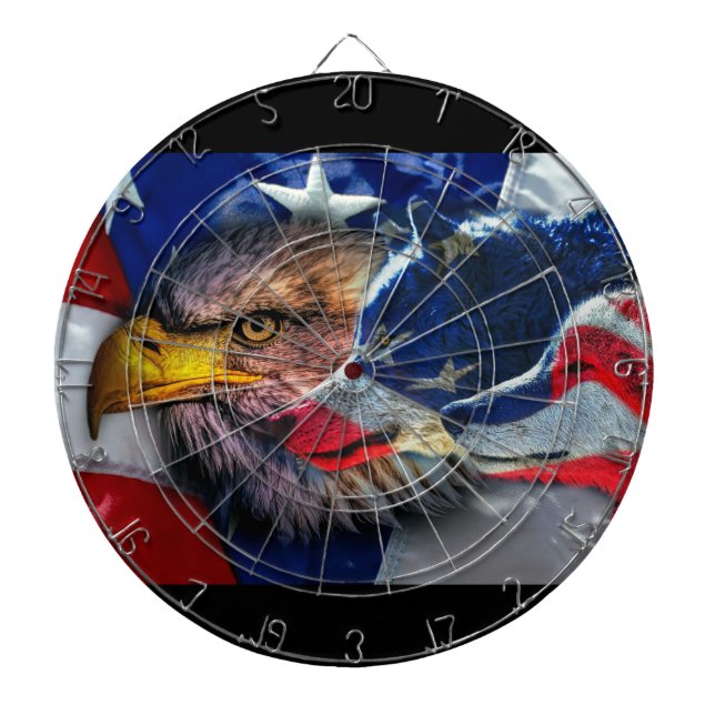 American Bald Eagle Wolf Flag Patriotic Dartboard (Front)