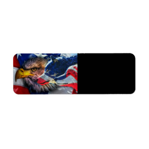 American Bald Eagle Wolf Flag Patriotic Return Address Label