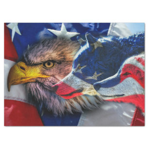 American Bald Eagle Wolf Flag Patriotic Tissue Paper