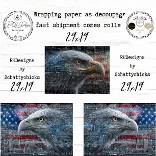 American Bald Patriotic Eagle USA Flag  Wrapping Paper Sheet