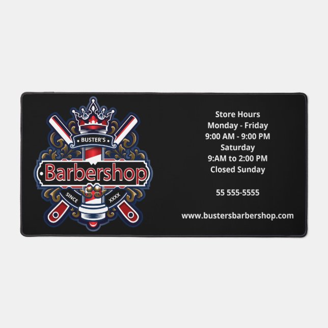 American Barber Pole Personalise Desk Mat (Front)