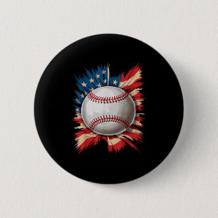 American Baseball 4th Of July Men Usa American Fla 6 Cm Round Badge