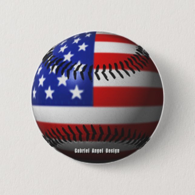 American Baseball 6 Cm Round Badge (Front)