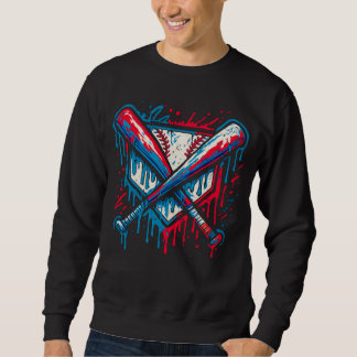 American Baseball Drip Graffiti Ball and Bat Sweatshirt