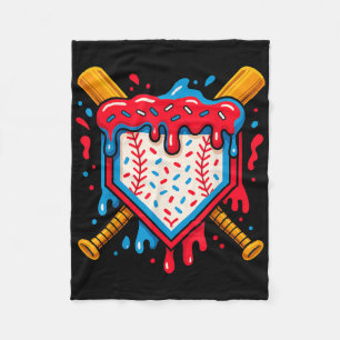 American Baseball Drip Ice Cream For Boys Ball And Fleece Blanket